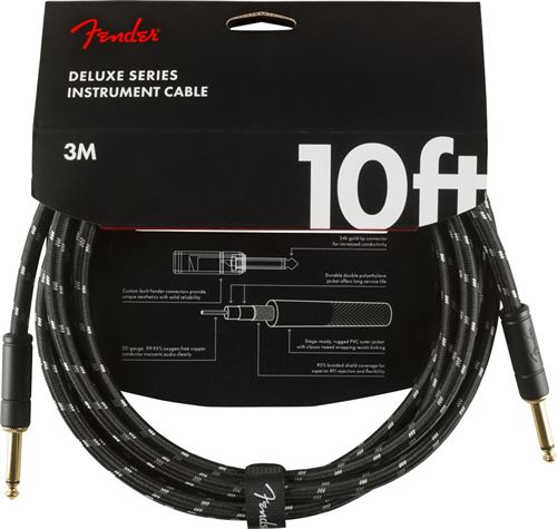 Câble jack Fender Deluxe Series Instrument, droit, noir Tweed - 3m