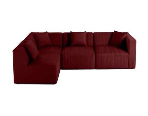 Non Communiqué Rouge Nova - Canapé Modulable D'angle Gauche - 5 Places - En Velours