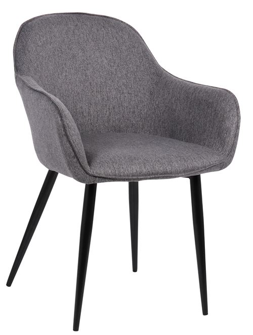 Chaise de salle à manger Boise en Tissu avec Piètement en Métal noir , Gris foncé