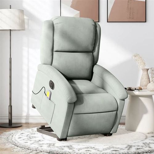 Non Communiqué Vert Vidaxl Fauteuil De Relaxation, Massage, Inclinable Électrique Réglable Velours Gris Clair