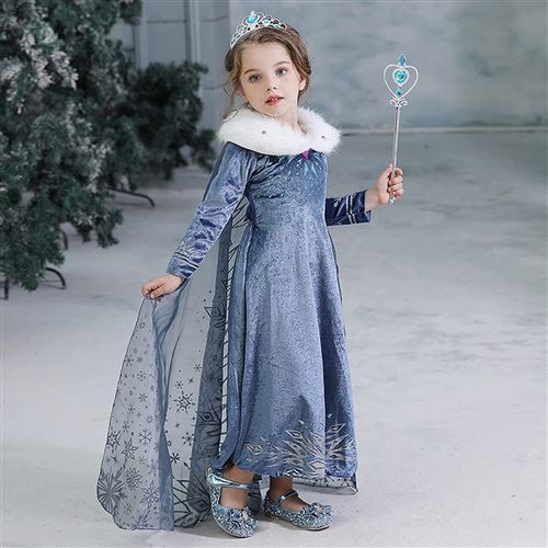 Robe princesse Fille Robe blanche à paillettes Robe de carnaval Costume  d'enfant Jeu de rôle Reine des neiges Elsa Anna