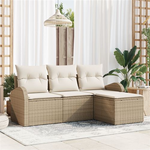 VIDAXL - Ensemble de Canapés de Jardin - 4 Pièces - Beige - Rattan Synthétique - Image 2