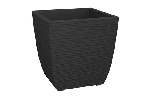 Non Communiqué Noir Pot De Fleur Stone Diva Carré Avec Bac Amovible 43,5 X 44,2 Cm- Eda