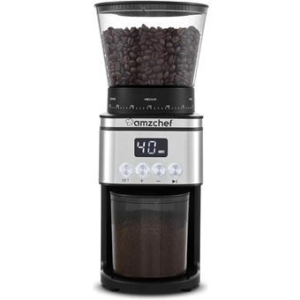Moulin à Café électrique AMZCHEF - Meules Coniques 40 Mm, 48 Réglages De Mouture, Capacité 250 G - Antistatique