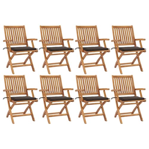 Non Communiqué Vidaxl Chaises Pliables De Jardin Avec Coussins 8 Pcs Teck Solide