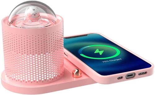 Chargeur Sans Fil Veilleuse, Qi-Certified 10W Pad de Charge Rapide Sans Fil(Rose)-Chronus