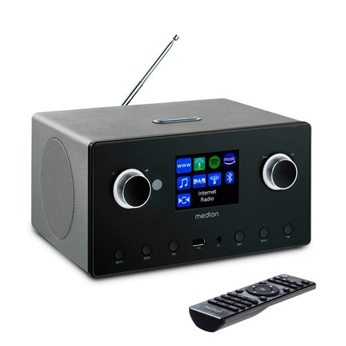 MEDION LIFE® P85444 2.1 INTERNETRADIO 8,1 cm (3,2'') TFT-Display, über 25.000 Internet-Radiosender & viele Podcasts empfangen, DAB+/UKW Radio (je 40 Senderspeicher), Bluetooth®, WLAN, 2 x 7,5 W + 15 W Subwoofer RMS