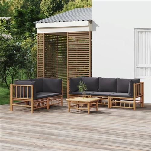 Non Communiqué Gris Salon De Jardin Modulable Vidaxl Bambou 5 Personnes 69 X 55 X 65 Cm 6 Pieces