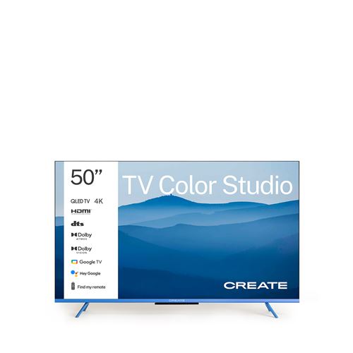 TV COLOR STUDIO Téléviseur intelligent QLED 4K avec écran antireflet et cadre de couleur Bleu cobalt