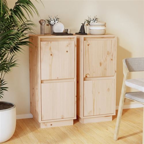 Vidaxl Buffets 2 Pcs - Bois De Pin Massif - Image 3