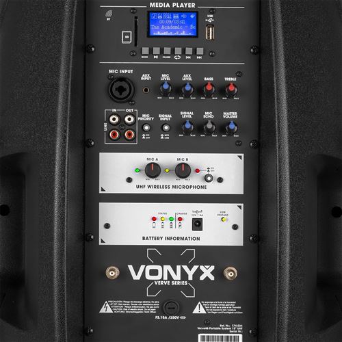 Enceinte portable - Vonyx VSA700 - Enceinte sur roulettes avec Bluetooth et  2 micros