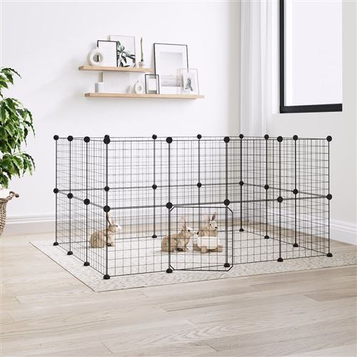 Comparer les prix de 3114038 vidaXL Cage animaux de compagnie à 28 panneaux et porte Noir 35x35 cm