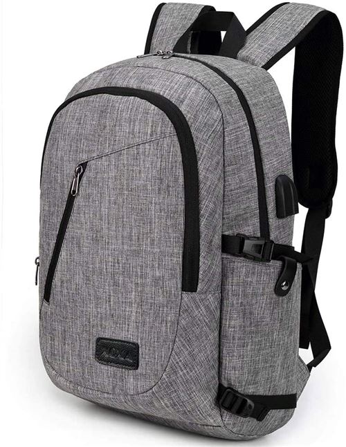 Sac à Dos connecté et antivol XQXA Ordinateur Portable 15.6 Imperméable Charge USB Gris