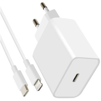 Chargeur iPhone Ultra Rapide 20W Câble USB-C vers Lightning Mayaxess Blanc - 1