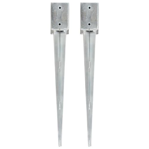 Comparer les prix de vidaXL Piquets au sol 2 pcs Argenté 9x9x75 cm Acier galvanisé