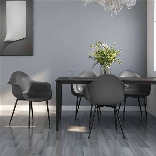 vidaXL - Lot de 4 chaises - Polypropylène - Gris - H 84 cm - Image 2