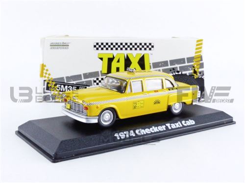 Voiture Miniature de Collection GREENLIGHT COLLECTIBLES 1-43 - CHECKER Taxi Sunshine Cab Company 1974 - Yellow - 86601