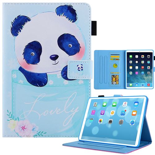 Etui en PU texture croisée avec support panda mignon pour votre iPad mini (2021)