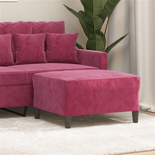 VIDAXL - Pouf - Velours - Bordeaux - 70 x 55 x 41 cm - Image 3