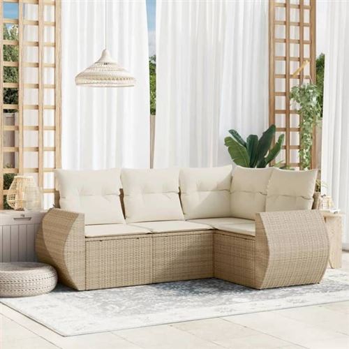 Non Communiqué Beige Salon De Jardin Modulable Vidaxl Rotin 4 Pieces X 70 X 69