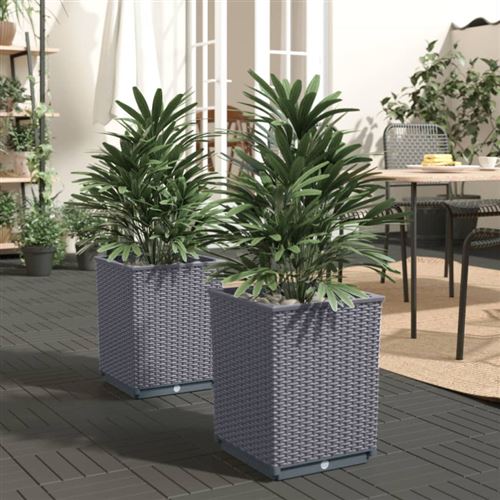 Non Communiqué Gris Jardinières 2 Pcs Bleu 30X30x37 Cm Polypropylène - Image 1