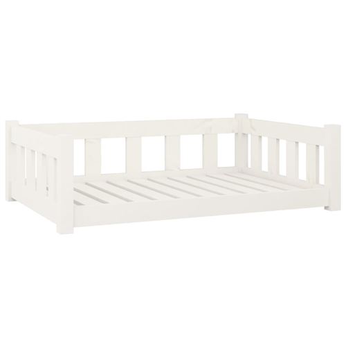 Meilleurs prix pour Lit pour chien blanc 95,5x65,5x28 cm bois de pin solide