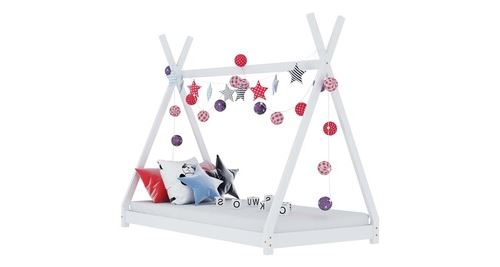 Cadre de lit d'enfant blanc bois de pin massif 70x140 cm