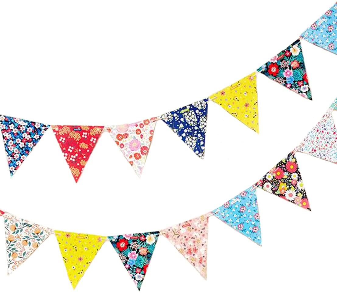 Pack de 2 guirlandes multicolores fanions ronds en papier de soie de 4m