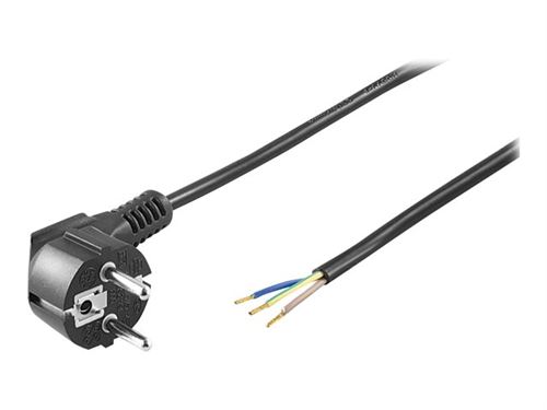 goobay - Câble d'alimentation - CEE 7/7 (M) incliné pour fil dénudé - CA 250 V - 10 A - 2 m - noir