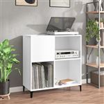À Disques, Support de Tourne-Disque, Latérale avec Rangement, Buffet de Salon, Moderne, Gris