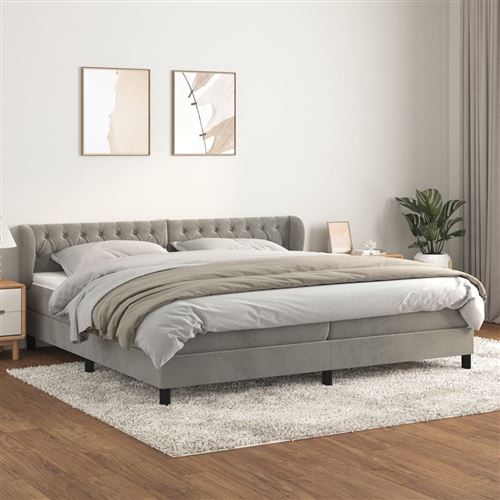vidaXL Sommier à lattes de lit et matelas Gris clair 200x200cm Velours3127691