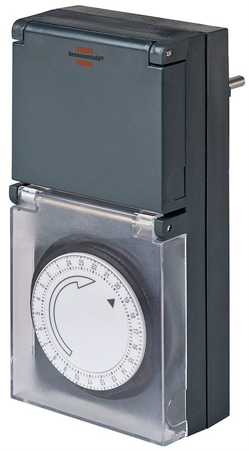 Brennenstuhl 1506460 Minuterie journalière mécanique "Mz 44 de" Ip44, Gris/Blanc