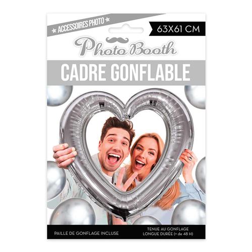 ballon cadre photobooth coeur argent - CD5251