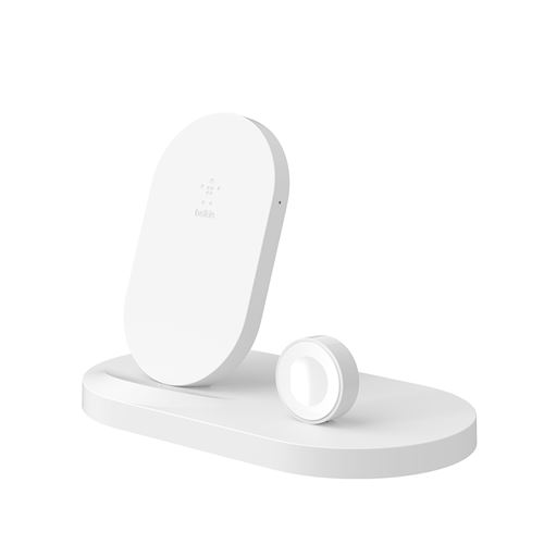 Belkin BOOST UP Wireless Charging Dock - Draadloze oplaadstandaard + netadapter (USB) - wit - voor Apple iPhone 8, 8 Plus, X, XR, XS, XS Max; Watch
