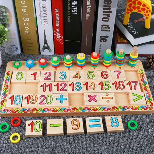 Apprentissage Puzzle en bois mathématiques construction enseignement d'éducation Blocs Jouets d'enfants Pealer2103