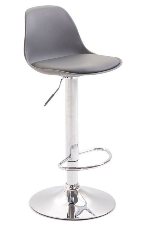 CLP Tabouret de bar Kiel Similicuir et coque en plastique , Chrome/Gris