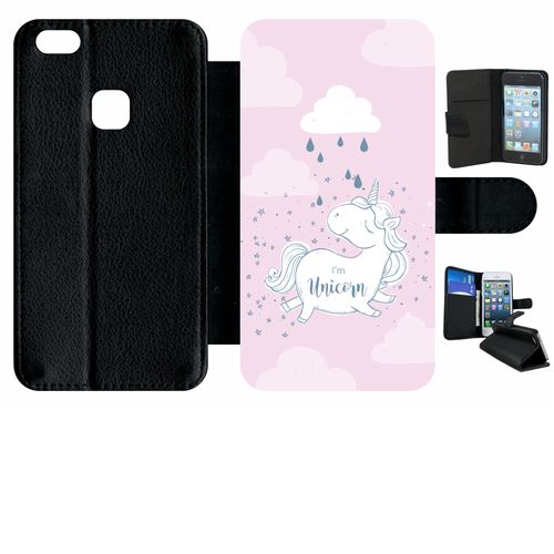 Etui À Rabat Huawei P10 Lite Unicorne Nuage Fond Rose 2