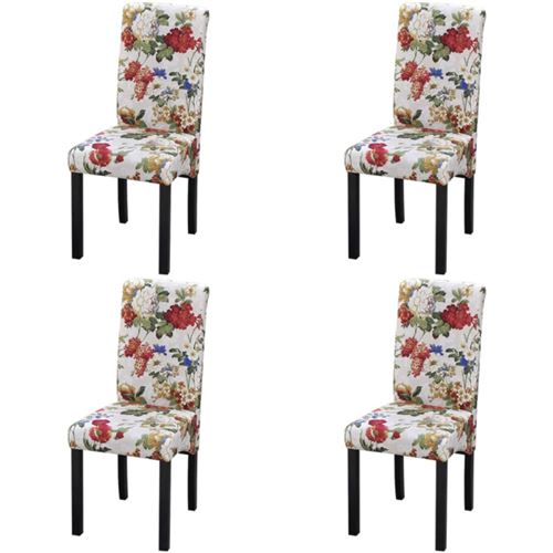vidaXL Chaise à manger 4 pcs Motif floral Bois