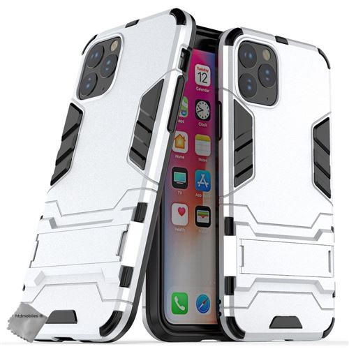 Housse etui coque rigide anti choc pour Apple iPhone 11 Pro + verre trempe - ARGENT - htdmobiles