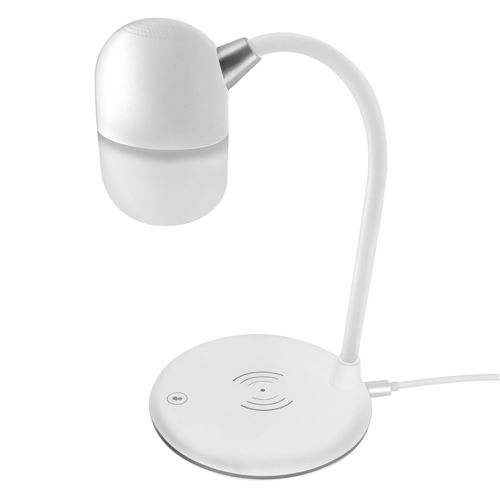 Lampe Multifonctions Enceinte Bluetooth et Chargeur à Induction Qi Moxie blanc