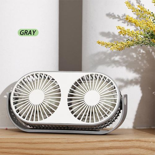 Mini ventilateur à double tête portable 360 ​​Rotation voiture Bureau de refroidissement chargement USB