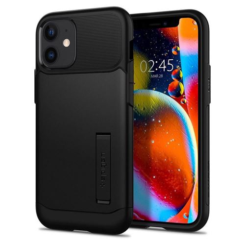 Spigen Slim Armor - Achterzijde behuizing voor mobiele telefoon - polycarbonaat, thermoplastic polyurethaan (TPU) - zwart - 5.4 - voor Apple iPhone 12 mini