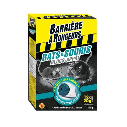 BARRIERE A RONGEURS - Rats souris bloc appât x15