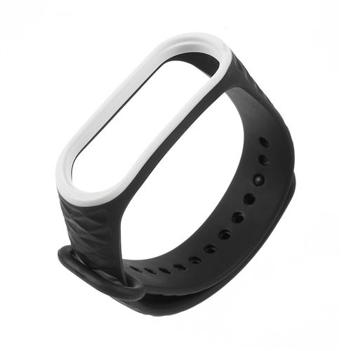 Bracelet en silicone losange bicolore doux blanc/noir pour votre Xiaomi Mi Band 3
