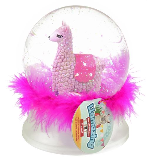 Toi-Toys veilleuse / globe Llamazingde neige led 12,5 cm blanc/rose