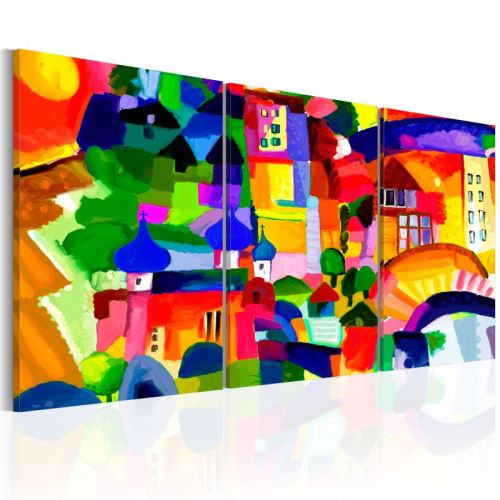 Tableau - Colourful Town .Taille : 60x30