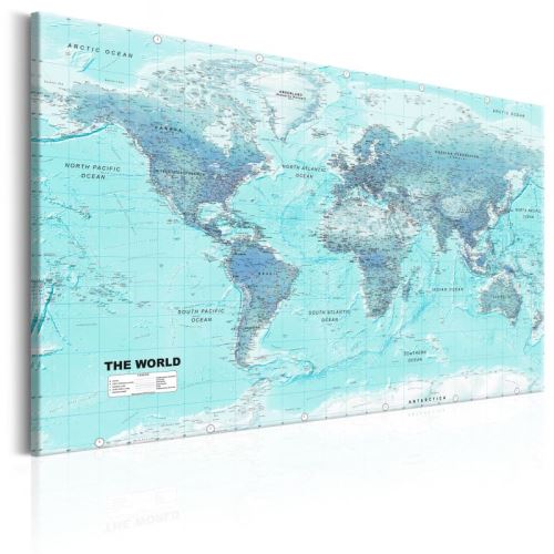 Tableau - World Map: Sky Blue World .Taille : 90x60
