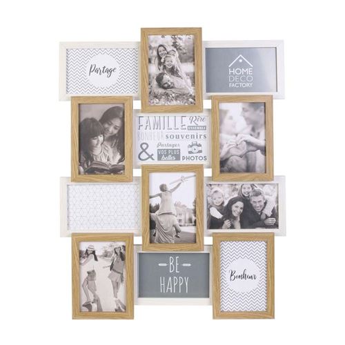The Home Deco Factory - Pêle-mêle bois et blanc photos 10 x 15 cm Family 12 photos