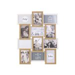 The Home Deco Factory - Pêle-mêle bois et blanc photos 10 x 15 cm Family 12 photos