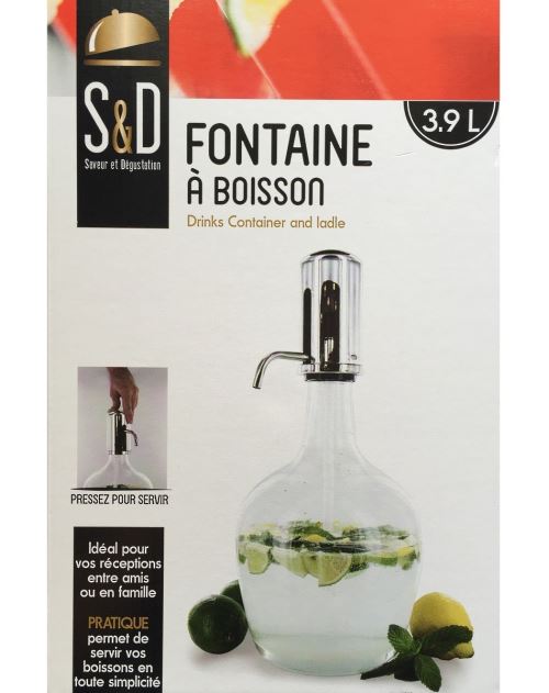 Ontaine A Boisson 3.9 L Distributeur Verre 41 X 18 Cm